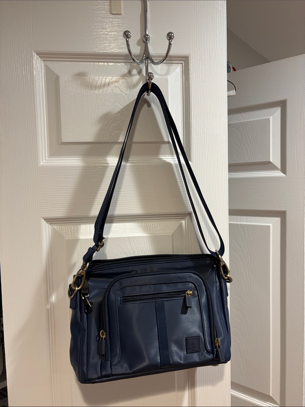 Ihkwip Midnight Navy Crossbody Bag with Front Zip Pockets NWOT